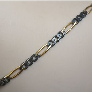 Milor Italy 30" RARE Black Gold Mixed Link Necklace Vintage Beautiful 19 Grams